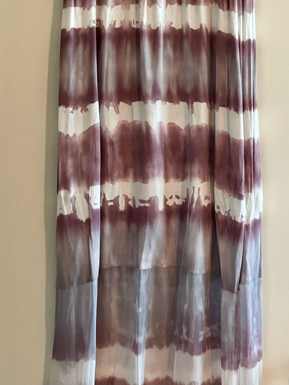 Red Haute Strapless Dress in Mauve and White Tie-Dye